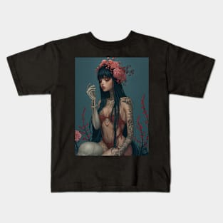 Geisha and skull 93003 Kids T-Shirt